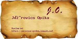 Járovics Opika névjegykártya